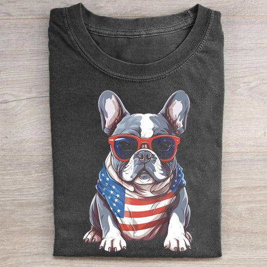 Fashionable French Bulldog Patriotic Style Trendy T-shirt