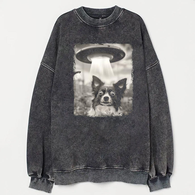 Papillon Dog UFO Alien Extraterrestrial Selfie T-Shirt - heygraff