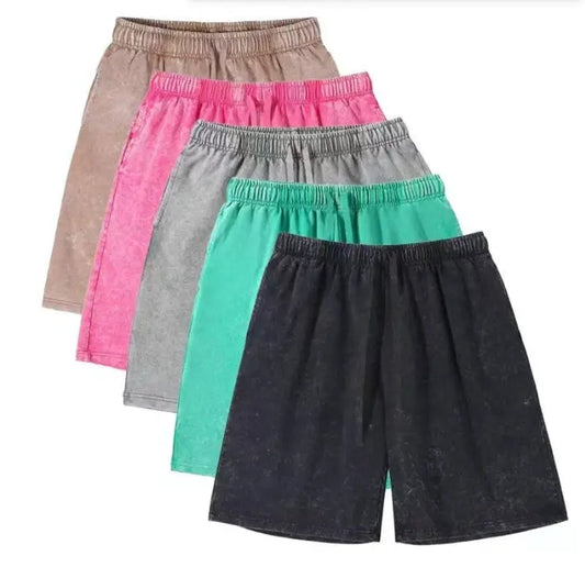 Vintage Enzyme Washed Cotton Color Unisex Basic Shorts
