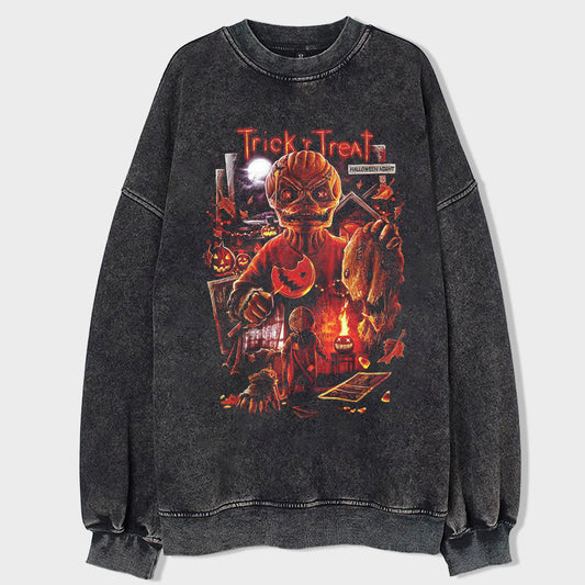 Spooky Halloween Shirt Acid Wash Sweatshirt - heygraff