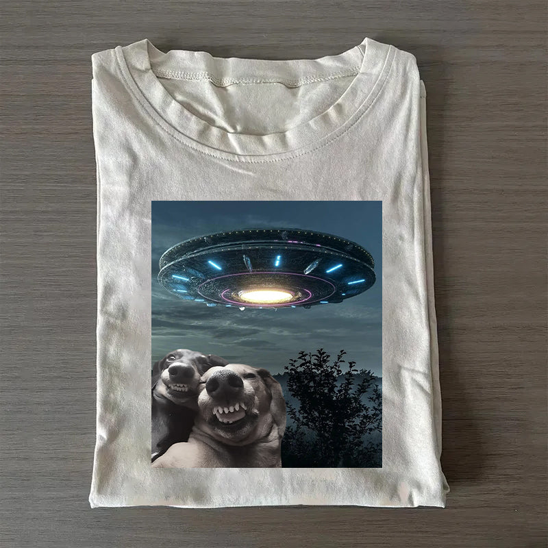 Selfie Dog With Alien Ufo Dogs Lover shirt