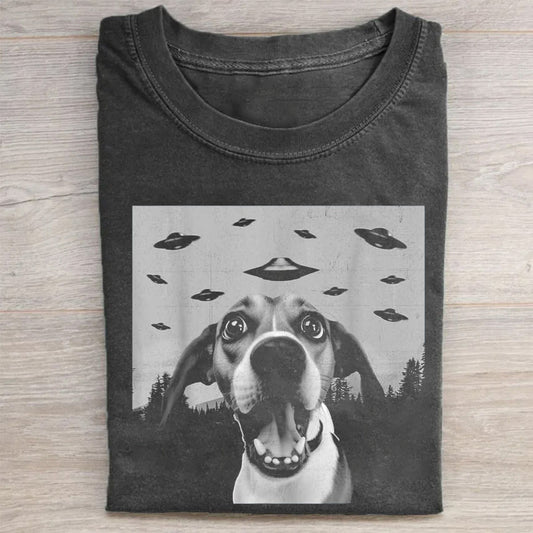 Alien UFO Funny Beagle Dog Lover Men Women Kids T-Shirt - heygraff
