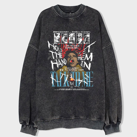Art Unlock Acid Wash Sweatshirt - heygraff