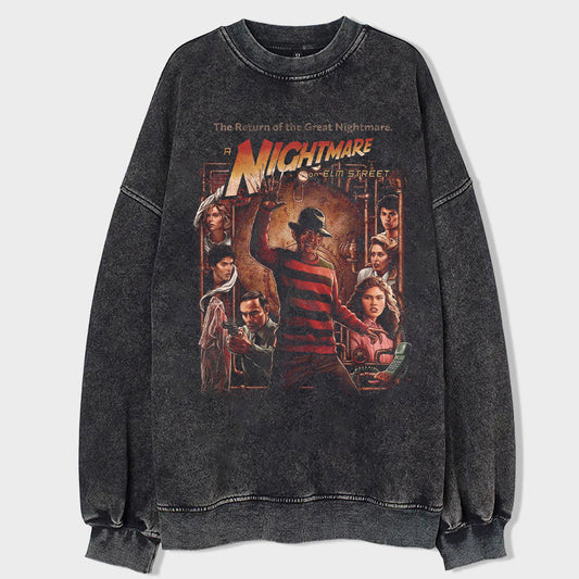 Nightmare Fear Acid Wash Sweatshirt - heygraff